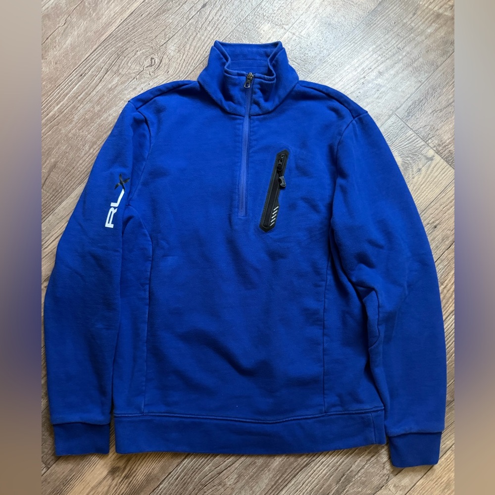 RLX Ralph Lauren Men Royal Blue 1/4 Zip Sweater. Size Small